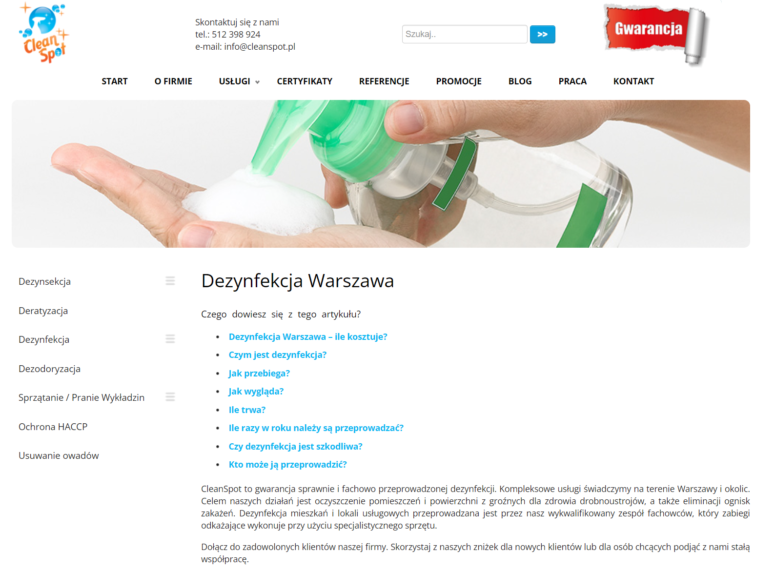 Dezynfekcja biur i lokali usługowych w Warszawie – bezpieczeństwo pracowników i klientów