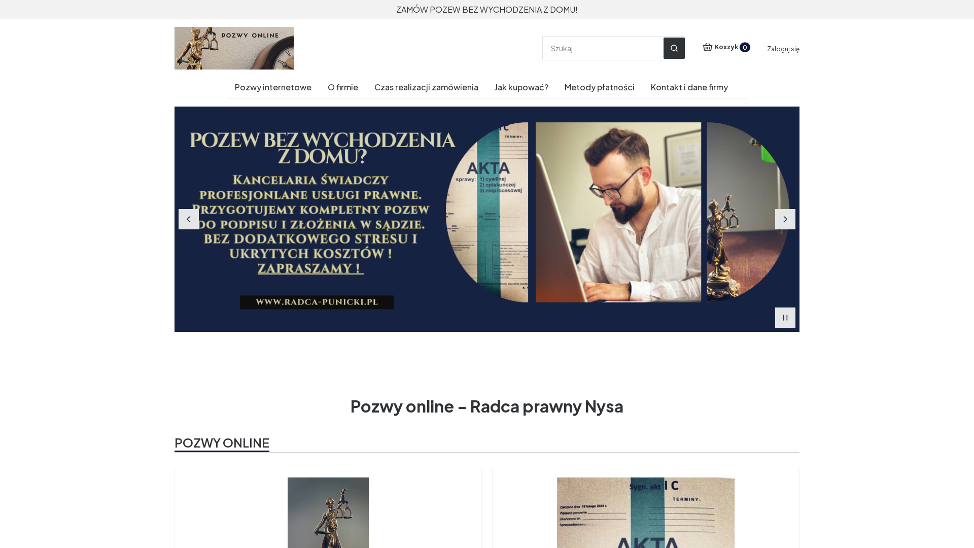 Zrzut strony Pozwy Online